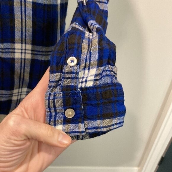 American Eagle Blue Plaid Boyfriend Fit Button Down Shirt - Picture 11 of 13